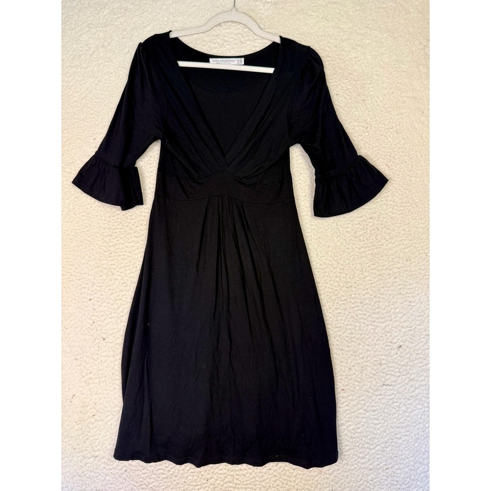 Zara Collection Dress Womens M Black Whimsygoth Business Casual Ruffle Travel
